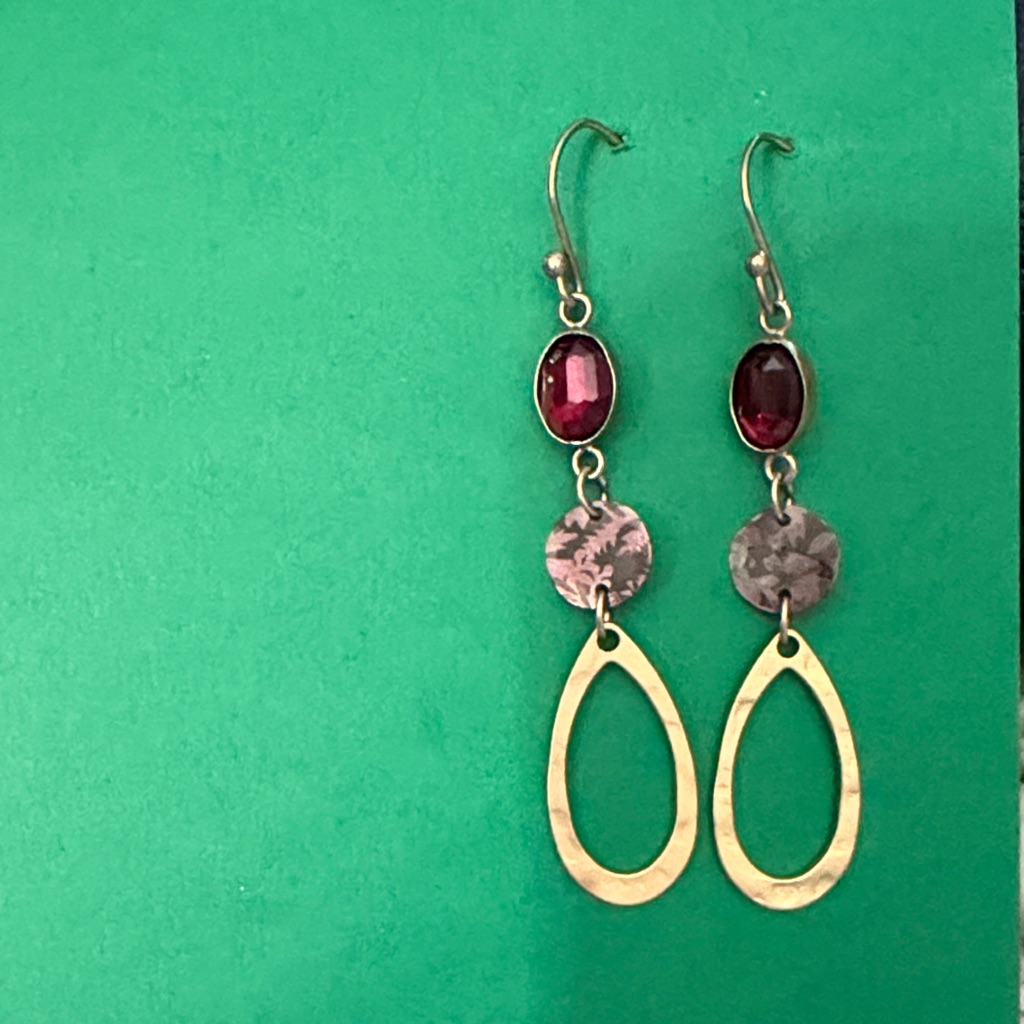 Holly Yashi Gold And Red Dangle Earrings